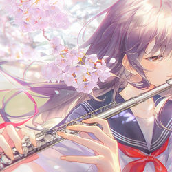 This is a pixiv picture whose title is 春を吹く.