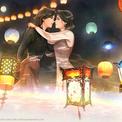 This is a pixiv picture whose title is 月圓花好.