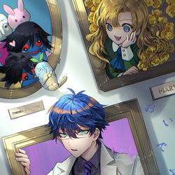 This is a pixiv picture whose title is 「わたし 赤も好きだけど 青はもっと好きなの！」.