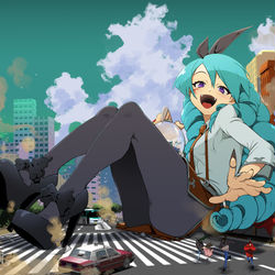 This is a pixiv picture whose title is 巨大な女の子_Giant Girls_LOG.