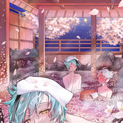 This is a pixiv picture whose title is 夜桜.