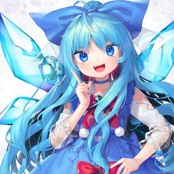 This is a pixiv picture whose title is 長髪×透明チルノ.