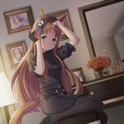 This is a pixiv picture whose title is 闇黒·グラスワンダー.