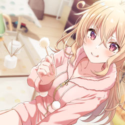 This is a pixiv picture whose title is 「絶対に寝かしつける !」.