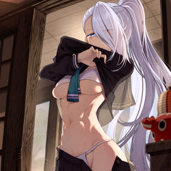 This is a pixiv picture whose title is 銀髪白髪女子.