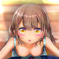 This is a pixiv picture whose title is 新生活で疲れたお兄ちゃんを心配する妹ちゃん.