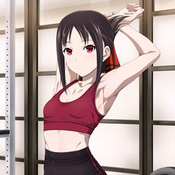 This is a pixiv picture whose title is かぐや様はマッスルクイーン.