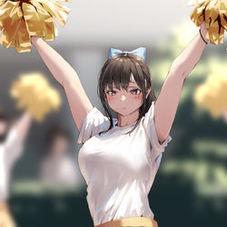 This is a pixiv picture whose title is 艶っぽい赤面チアガール.