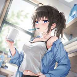 This is a pixiv picture whose title is 昨日はよく眠れた？.