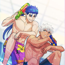 This is a pixiv picture whose title is ウォーターガンバトル.