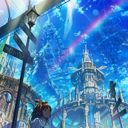 This is a pixiv picture whose title is 黒猫と不思議の国.