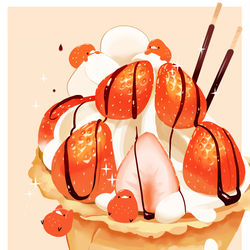 This is a pixiv picture whose title is いちごの山盛りクレープ.