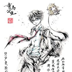 This is a pixiv picture whose title is 【極道畫師】有馬公生·貳.
