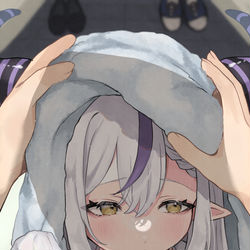 This is a pixiv picture whose title is 家出ラプ様を保護した.