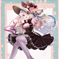 This is a pixiv picture whose title is お花見魔女🌸(全身版).