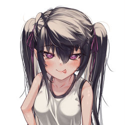 This is a pixiv picture whose title is 「 下を見て🖤」.