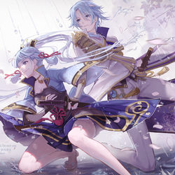 This is a pixiv picture whose title is 神里兄妹.