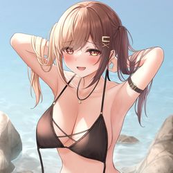 This is a pixiv picture whose title is 水着ほどけちゃった…結んでくれない？.