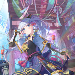 This is a pixiv picture whose title is 神里绫华「白鹭霜华」.