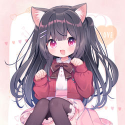 This is a pixiv picture whose title is ❤️🐈‍⬛🎀.