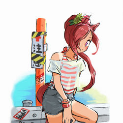 This is a pixiv picture whose title is 夏と日焼けと委員長.