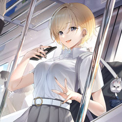 This is a pixiv picture whose title is 通学中に出会ったギャル.