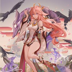 This is a pixiv picture whose title is yae miko.