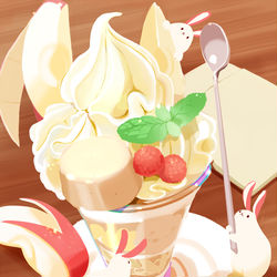 This is a pixiv picture whose title is りんごうさぎの紅茶パフェ.