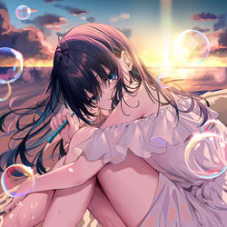 This is a pixiv picture whose title is 泡沫に消える.