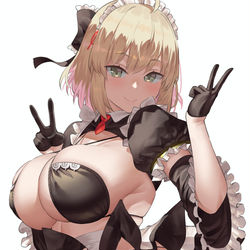 This is a pixiv picture whose title is へそ丈メイド沖田さん.