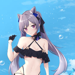This is a pixiv picture whose title is Keqing Swimsuit 2.