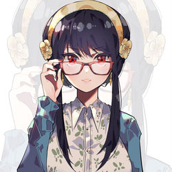This is a pixiv picture whose title is mommy Yor w/ glasses.