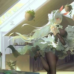 This is a pixiv picture whose title is 搬石膏的女仆.