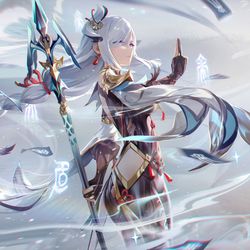 This is a pixiv picture whose title is 申鹤.