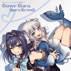This is a pixiv picture whose title is Gura x Kronii.