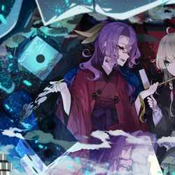 This is a pixiv picture whose title is 賭場にて.