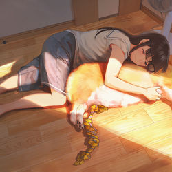 This is a pixiv picture whose title is 逃げずに抱きしめさせてくれる犬くん.