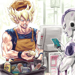 This is a pixiv picture whose title is スーパーサイヤ人.
