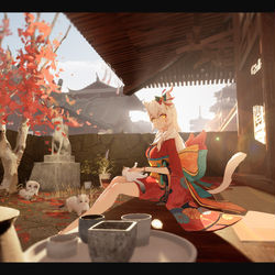 This is a pixiv picture whose title is <云喵>傍晚时分.
