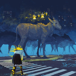 This is a pixiv picture whose title is 暗夜灯路.