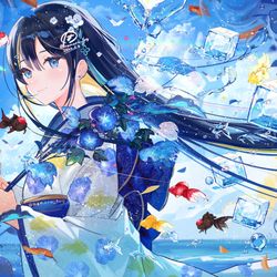 This is a pixiv picture whose title is 夏泳ぐ髪.