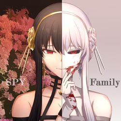 This is a pixiv picture whose title is 黑與白荊棘.