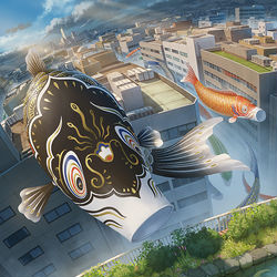 This is a pixiv picture whose title is 鯉の堀.