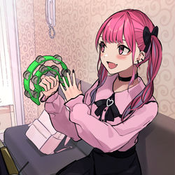 This is a pixiv picture whose title is 他の人の番でもリズムを取って盛り上げてくれる、見た目地雷系幼馴染.