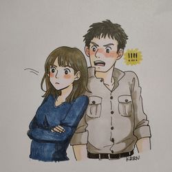 This is a pixiv picture whose title is 結婚前のリサと耕一.