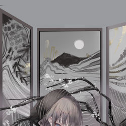 This is a pixiv picture whose title is 「一寸見葉一」等身大タペストリー　受注生産予約受付中.