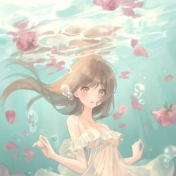 This is a pixiv picture whose title is 水中花.