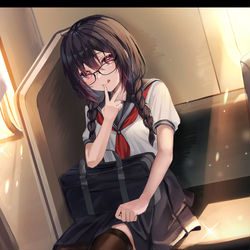 This is a pixiv picture whose title is 向かい側の席から….