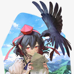 This is a pixiv picture whose title is 新緑の射命丸.