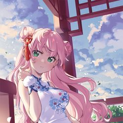 This is a pixiv picture whose title is 雲に誘われて.